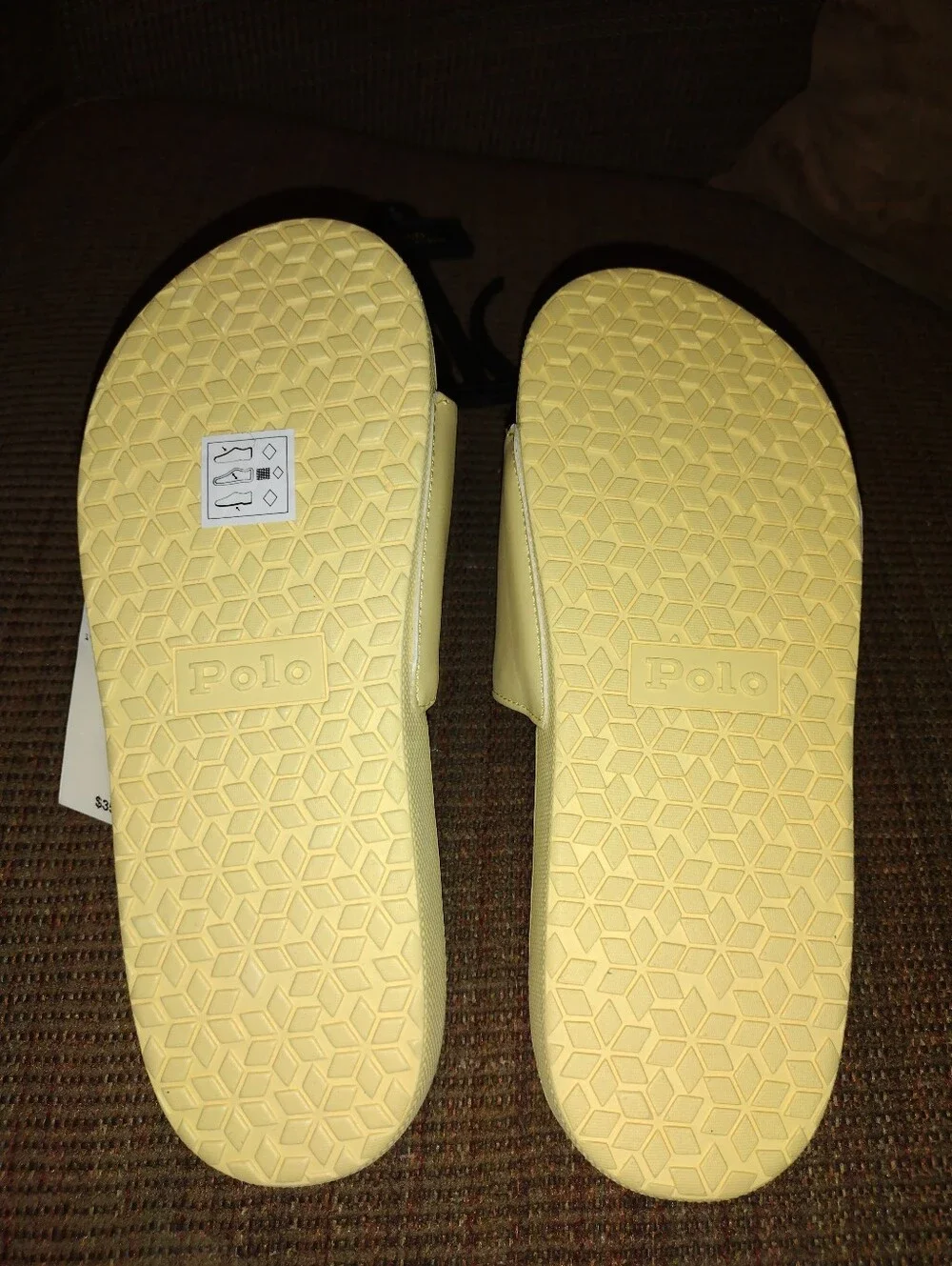 Polo by Ralph Lauren Kids' Cayson Yellow Teddy Bear Slide Sandals